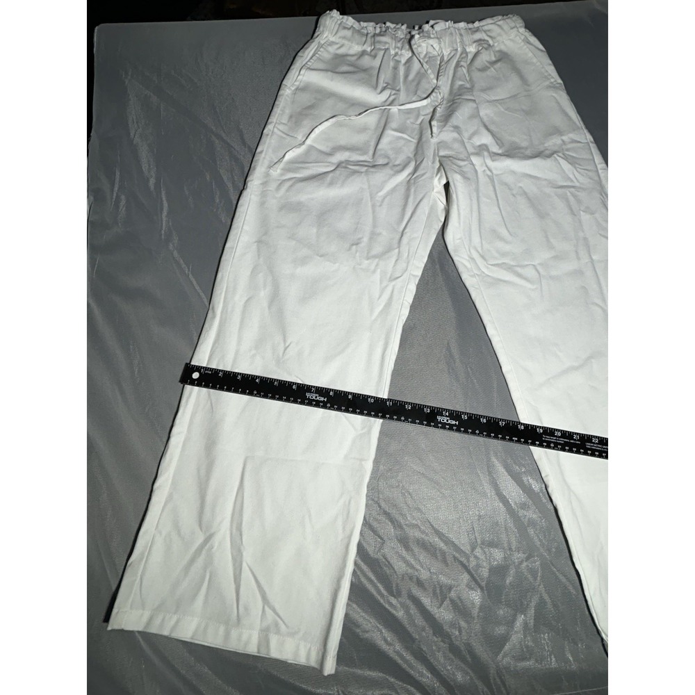 White Linen Elastic Waist Pants with Pockets Size Large - Picture 7 of 14
